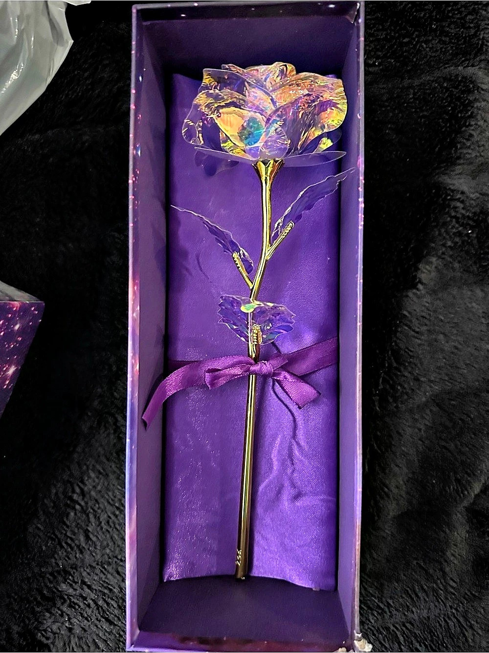 Galaxy Rose 24K Golden Rose Gift Box Purple & Gold
